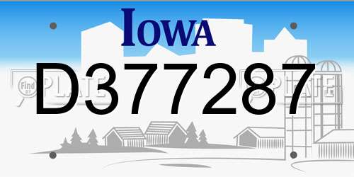 D377287 Iowa License Plate