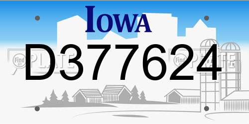 D377624 Iowa License Plate