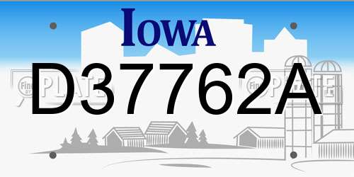 D37762A Iowa License Plate