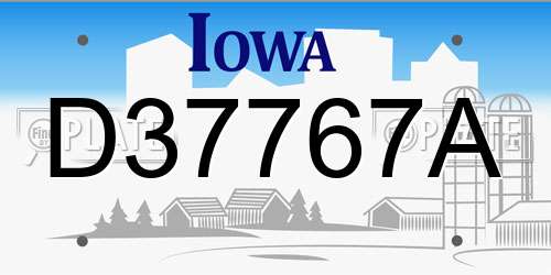 D37767A Iowa License Plate