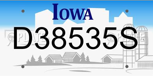 D38535S Iowa License Plate
