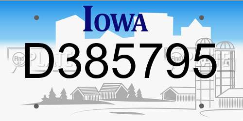 D385795 Iowa License Plate