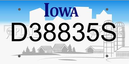 D38835S Iowa License Plate