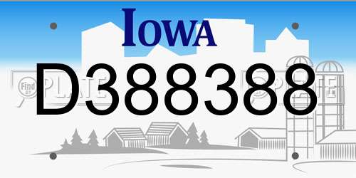 D388388 Iowa License Plate