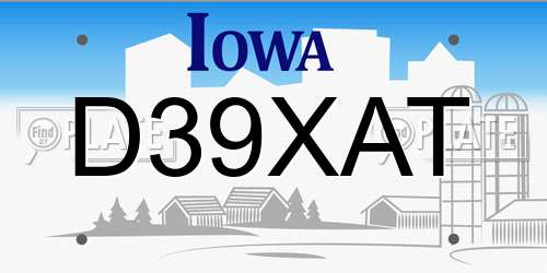 D39XAT Iowa License Plate