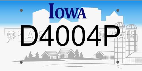 D4004P Iowa License Plate