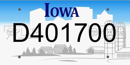 D401700 Iowa License Plate