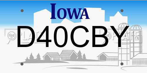 D40CBY Iowa License Plate