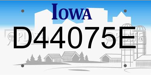 D44075E Iowa License Plate