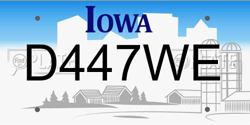 D447WE Iowa License Plate
