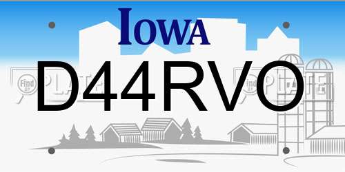 D44RVO Iowa License Plate