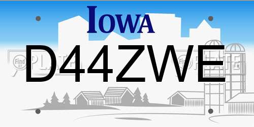 D44ZWE Iowa License Plate