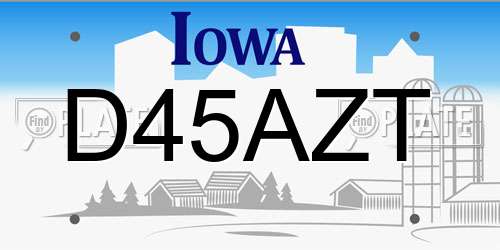 D45AZT Iowa License Plate