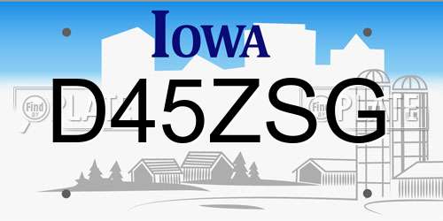 D45ZSG Iowa License Plate