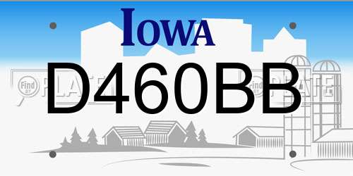 D460BB Iowa License Plate