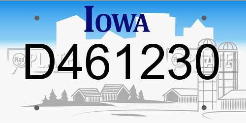 D461230 Iowa License Plate