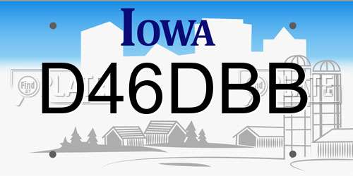 D46DBB Iowa License Plate