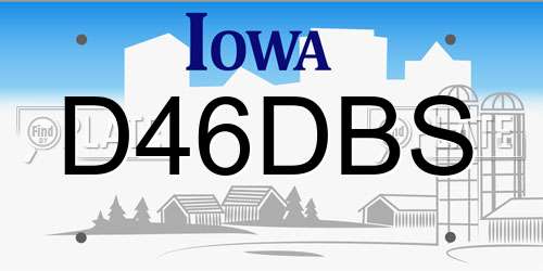 D46DBS Iowa License Plate