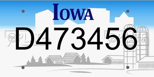 D473456 Iowa License Plate
