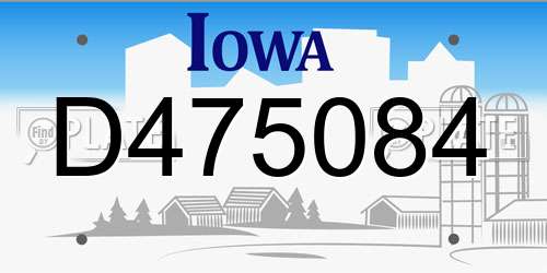 D475084 Iowa License Plate