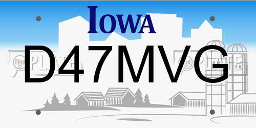 D47MVG Iowa License Plate
