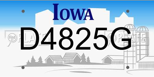 D4825G Iowa License Plate