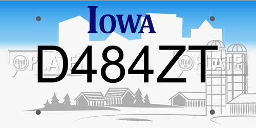 D484ZT Iowa License Plate