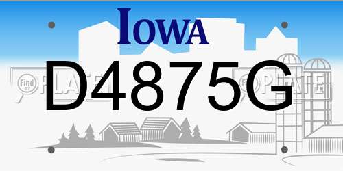 D4875G Iowa License Plate