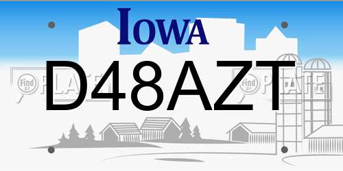 D48AZT Iowa License Plate