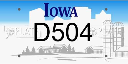 D504 Iowa License Plate