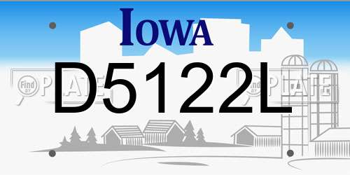 D5122L Iowa License Plate