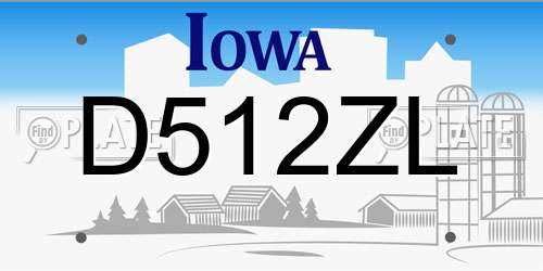 D512ZL Iowa License Plate