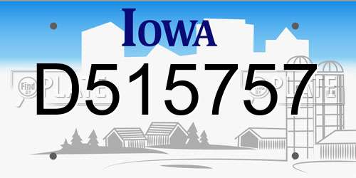 D515757 Iowa License Plate