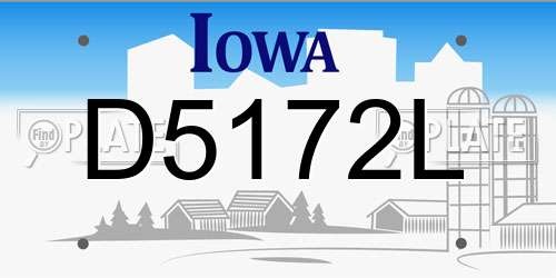 D5172L Iowa License Plate