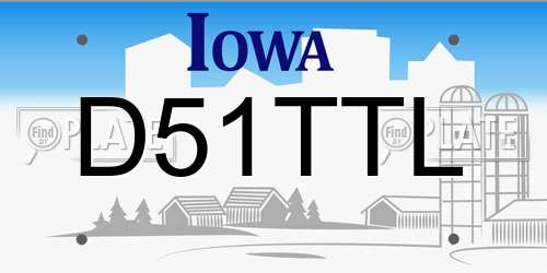 D51TTL Iowa License Plate