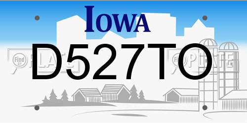 D527TO Iowa License Plate