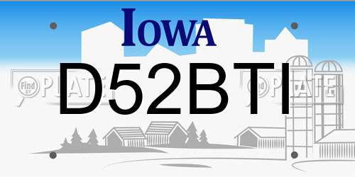 D52BTI Iowa License Plate