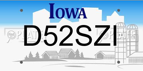 D52SZI Iowa License Plate