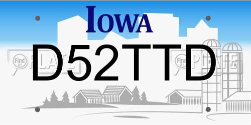 D52TTD Iowa License Plate