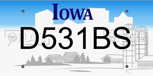 D531BS Iowa License Plate