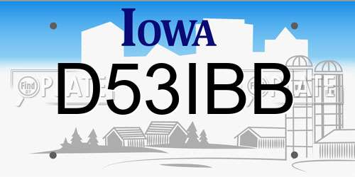 D53IBB Iowa License Plate