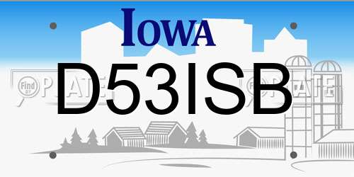 D53ISB Iowa License Plate