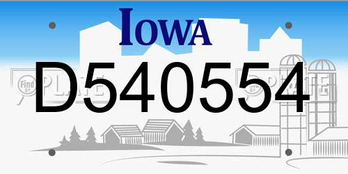 D540554 Iowa License Plate