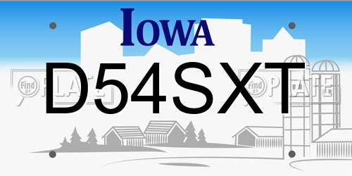 D54SXT Iowa License Plate