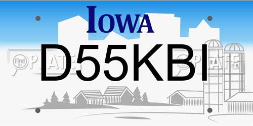 D55KBI Iowa License Plate