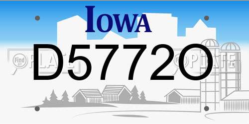 D5772O Iowa License Plate