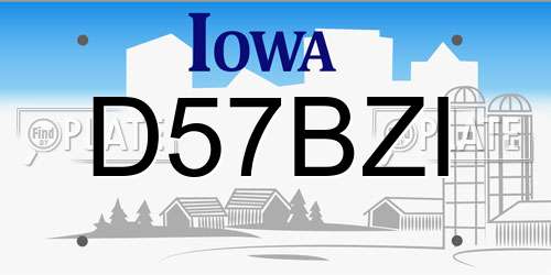 D57BZI Iowa License Plate