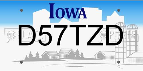 D57TZD Iowa License Plate