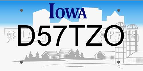 D57TZO Iowa License Plate