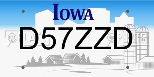 D57ZZD Iowa License Plate